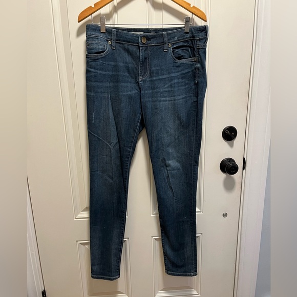 KUT “MIA” Toothpick Skinny Jeans, SZ 10 stretchy, mid-rise, scrape distress - Picture 2 of 12